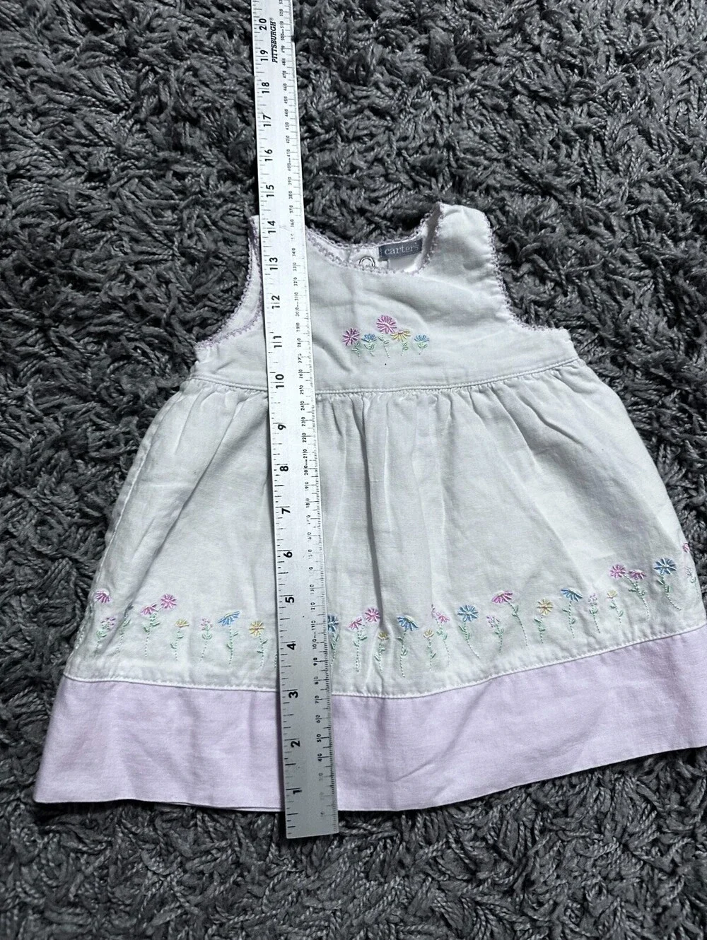 Vintage Carters Baby Girl Sleeveless Dress 100% Cotton White Pink Size 6M